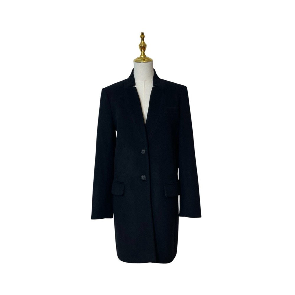 Veronica Beard Wool Blend Car Coat Black Lambswool Cashmere Size 6 Tailored